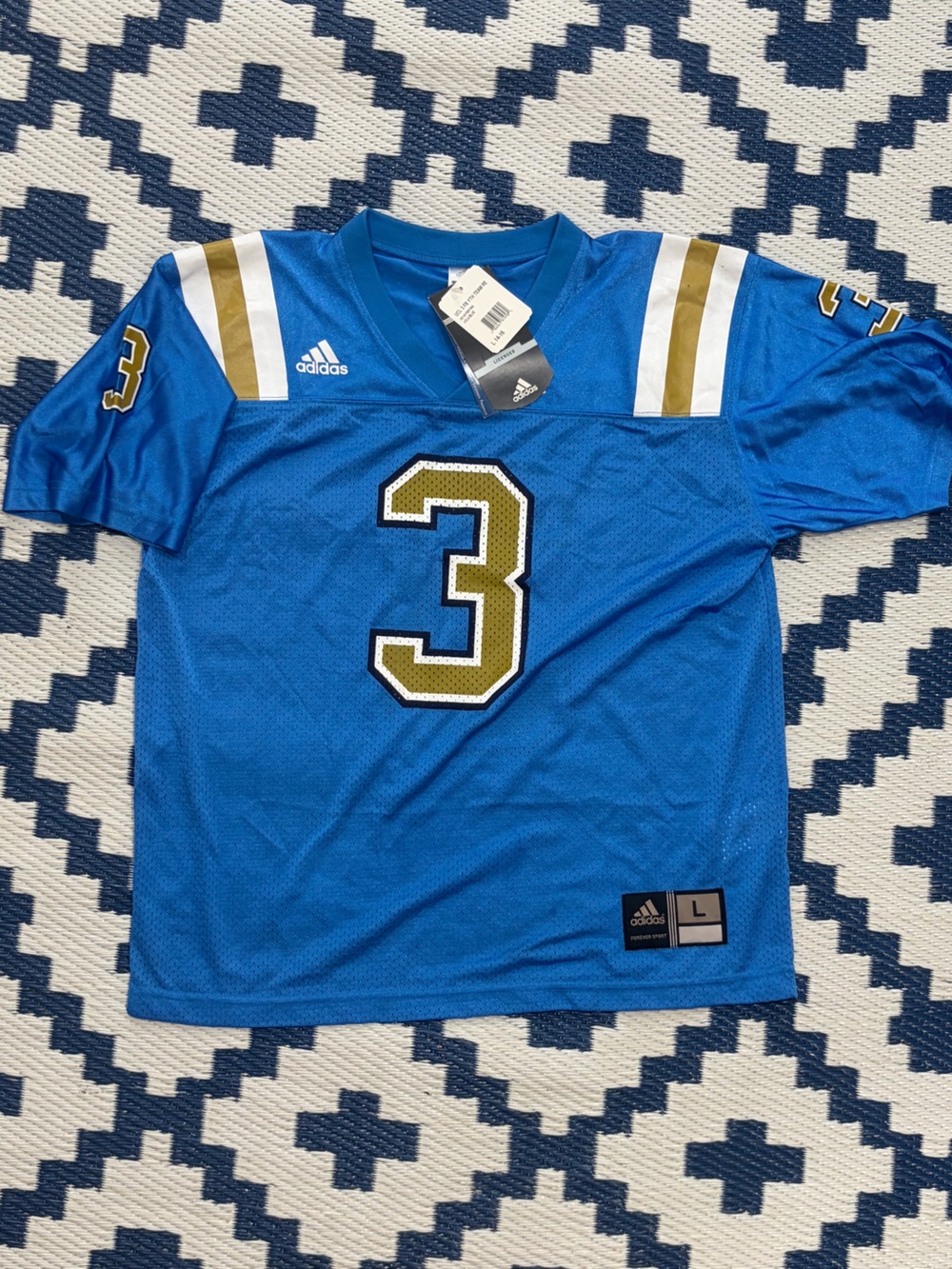 Adidas UCLA Bruins Football Jersey #3 Blue / Gold New